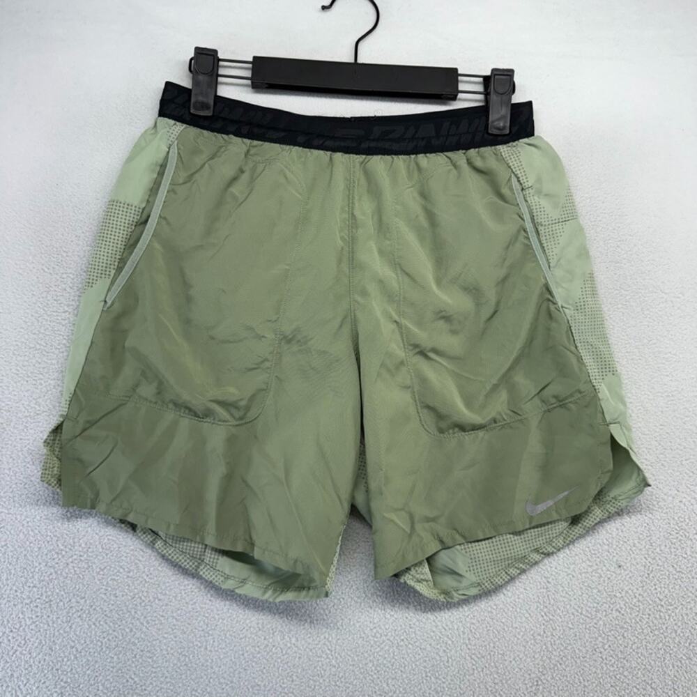 Nike Running Shorts Men's Small Green Wild Run Brief Lined camo 6.5 inch Pockets